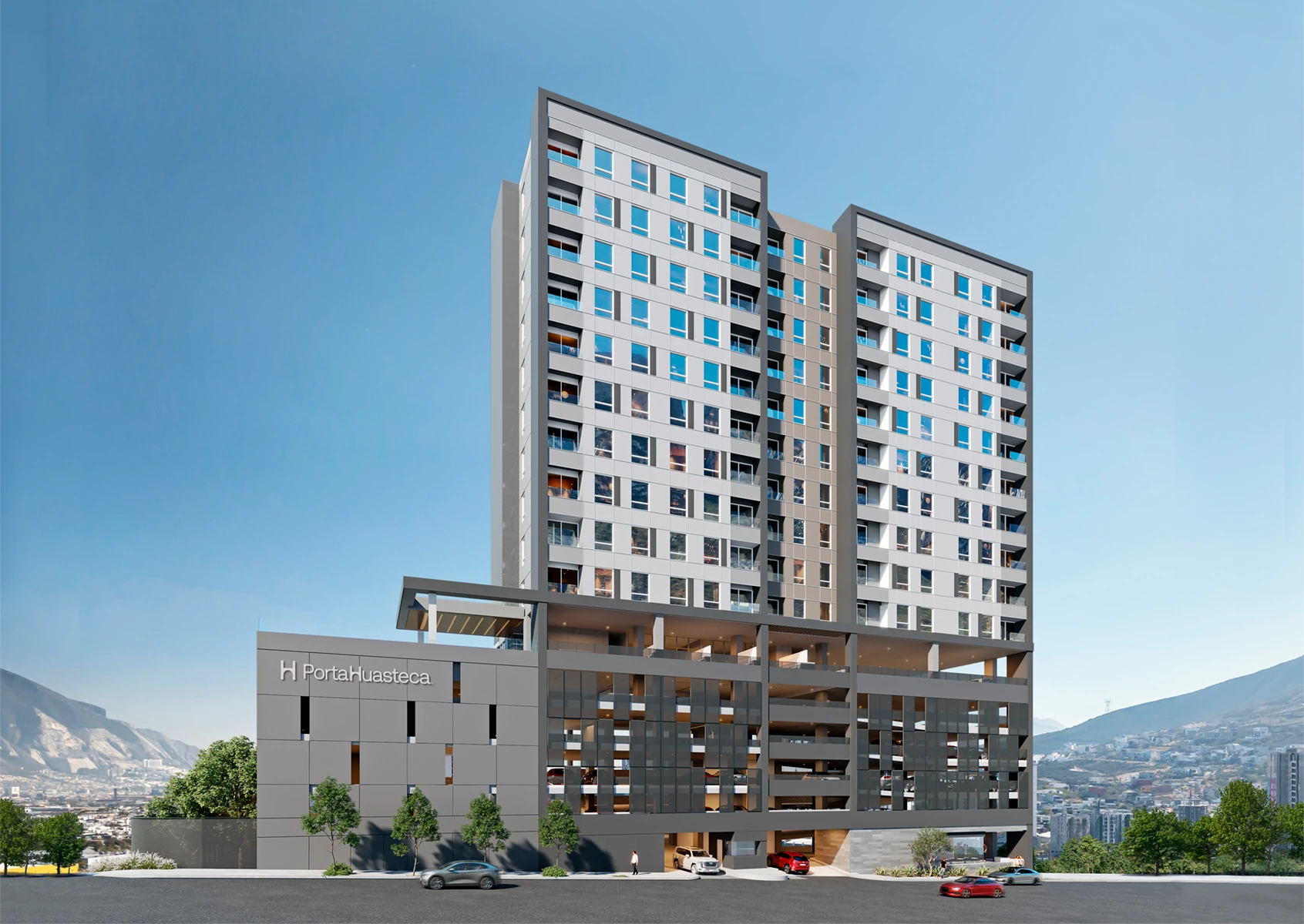 Render exterior de la torre Porta Huasteca